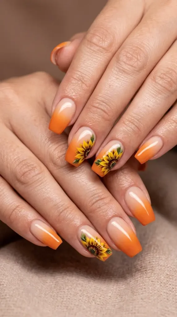 Pumpkin Spice Ombre Acrylic Nails