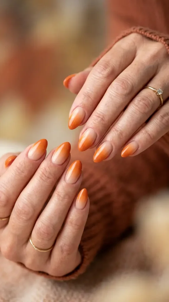 Pumpkin Spice Ombre Nails