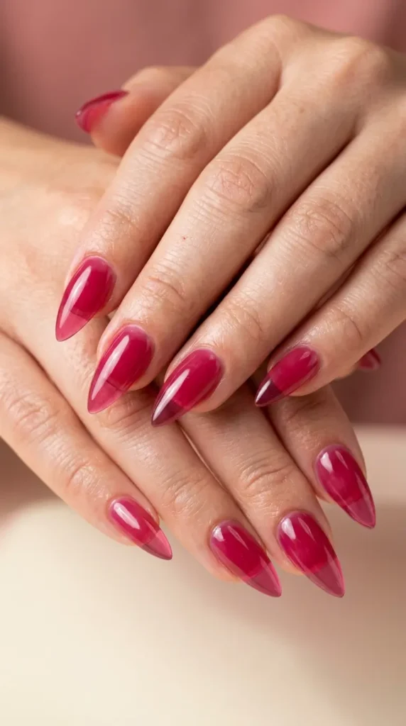 Raspberry Jelly Stiletto Nails