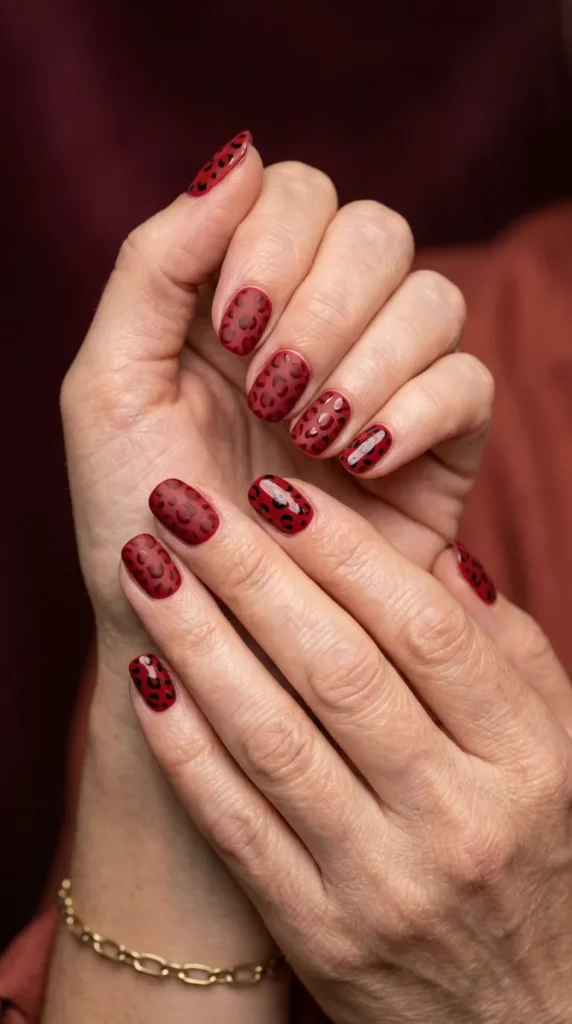 Red Animal Print Nails