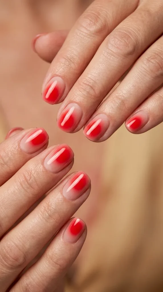 Red Aura Gradient Nails