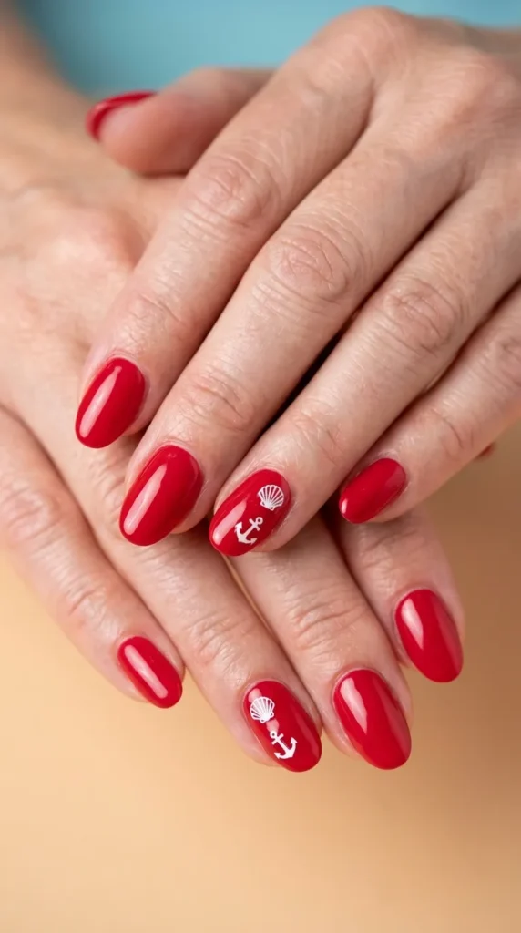Red Beach Vacation Nails