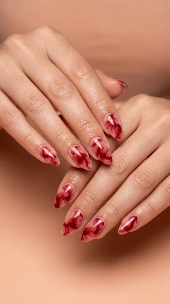 Red Blooming Gel Nails