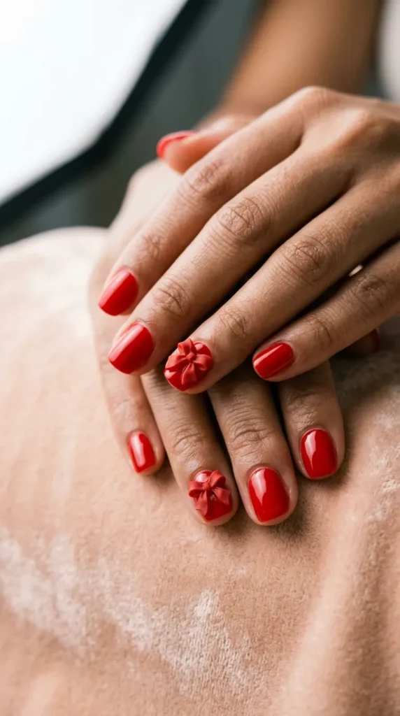 Red Bow Nail Art
