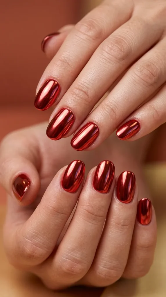 Red Chrome Mirror Nails