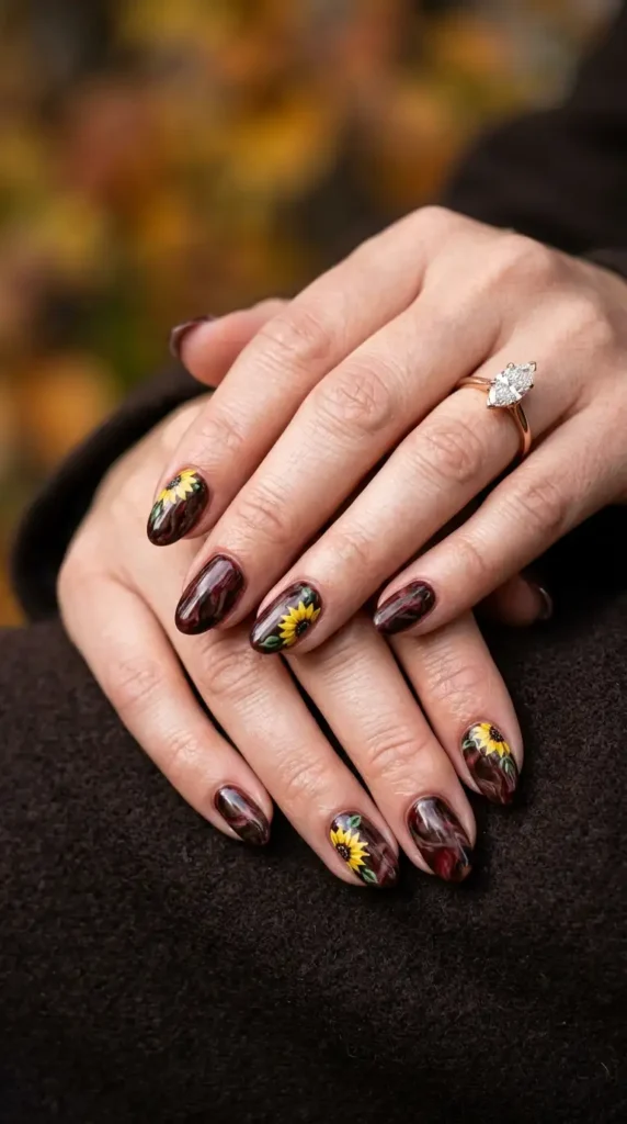 Red Espresso Marble Nails