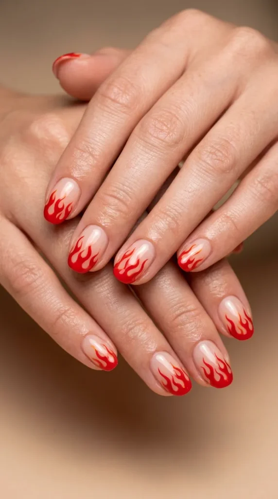 Red Flame Nail Art