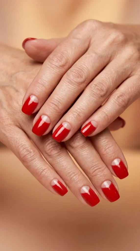 Red Half Moon Nails
