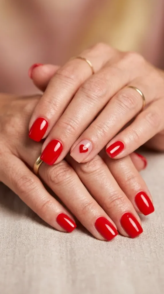 Red Heart Accent Nails