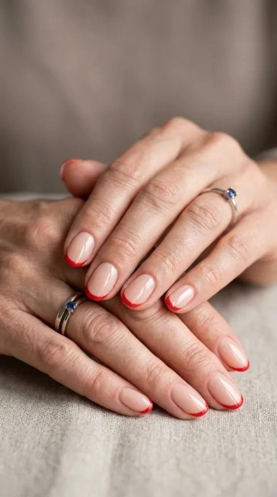 Red Micro French Nails