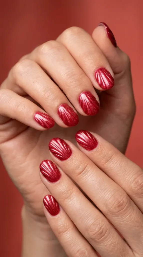 Red Seashell Summer Nails