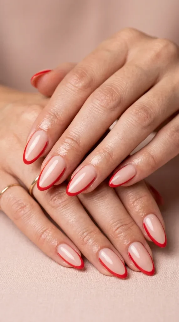 Red Side French Nails