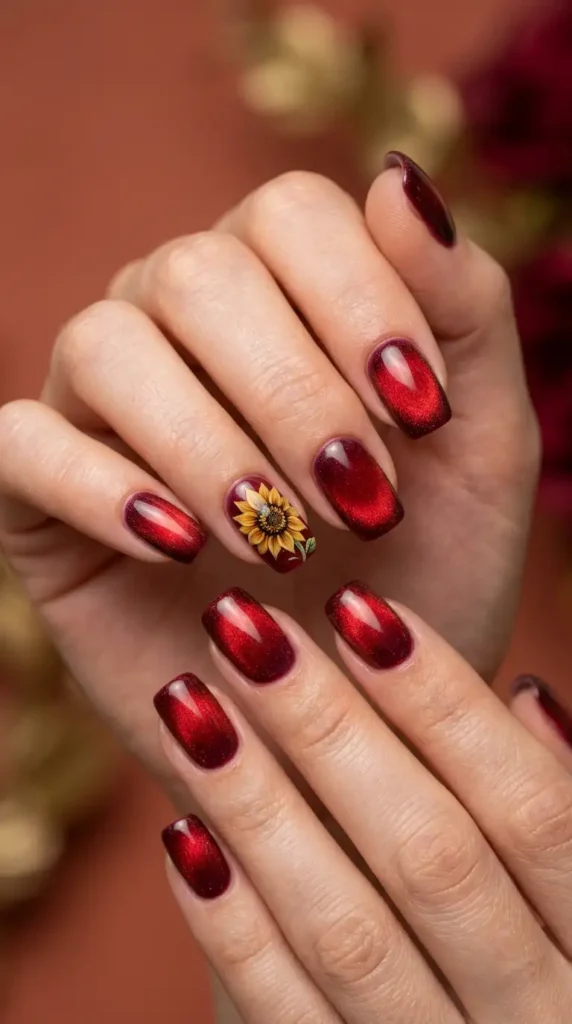 Red Velvet Aura with Floral Accent