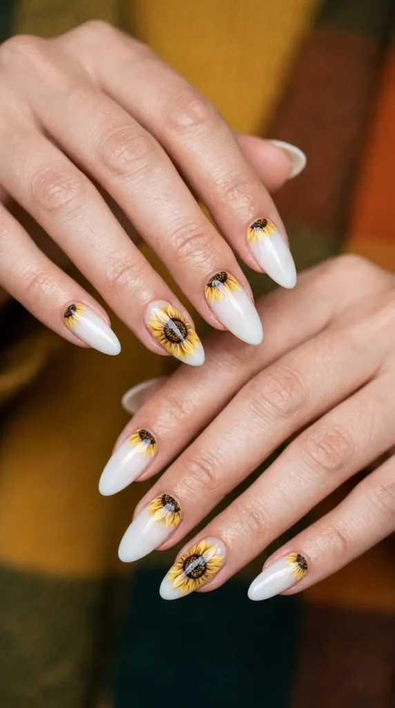 Reverse French Floral Nails