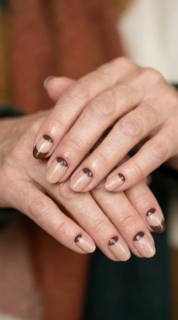 Reverse French Tips in Chocolate Brown