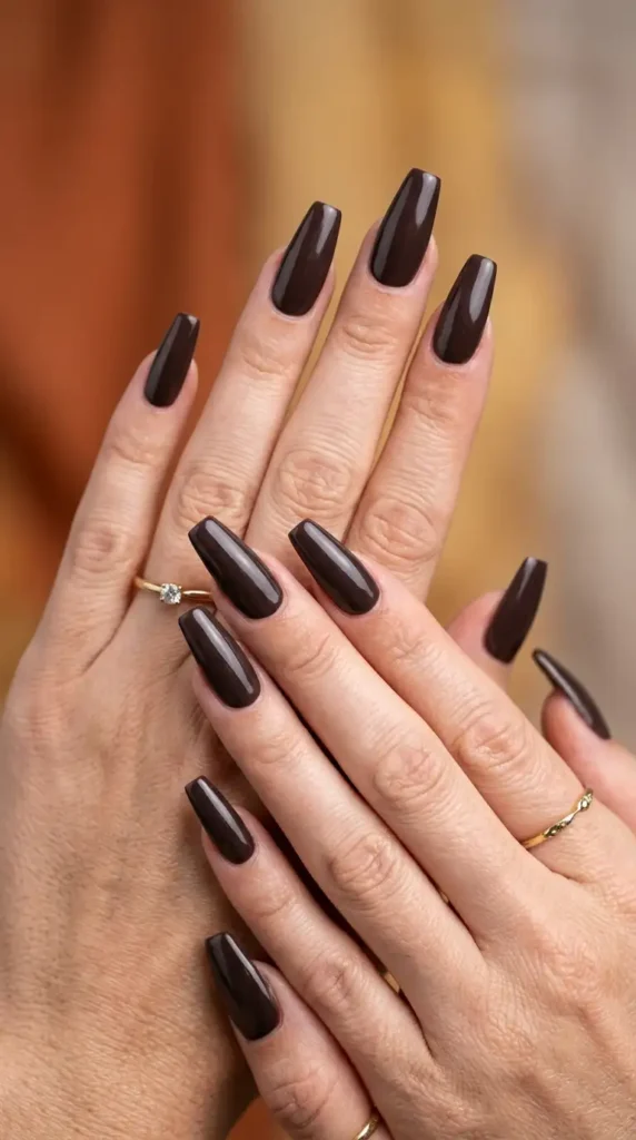 Rich Truffle Brown Coffin Nails