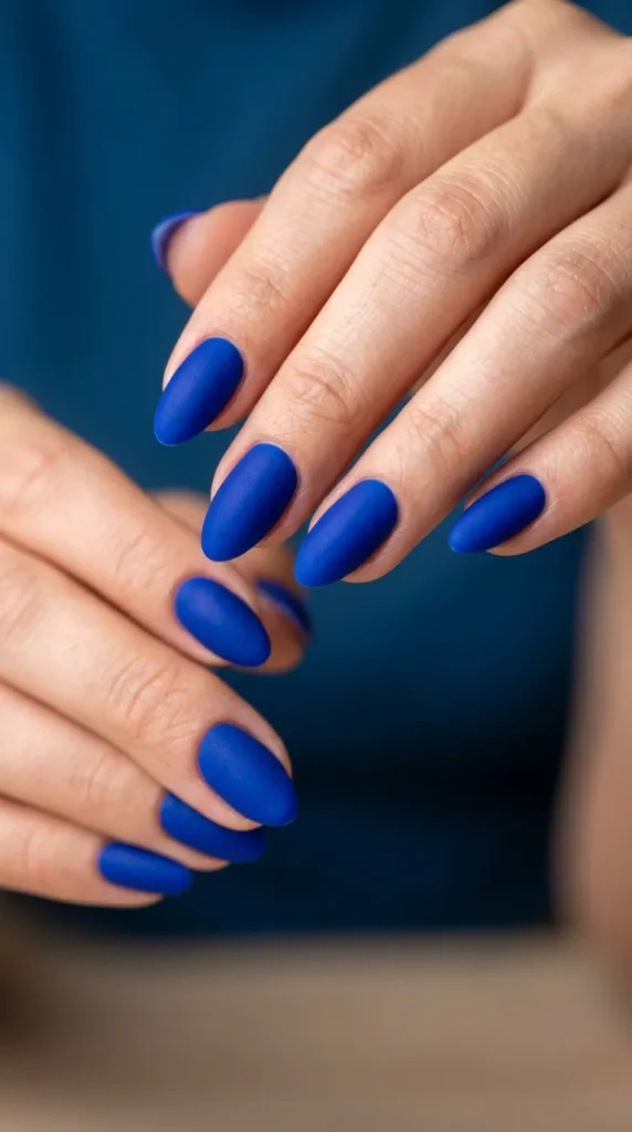Royal Blue Matte Nails