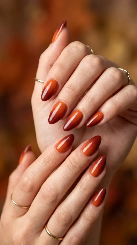 Rust Orange Gradient Nails