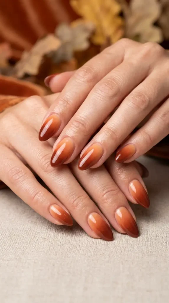 Rust Orange Ombre Nails