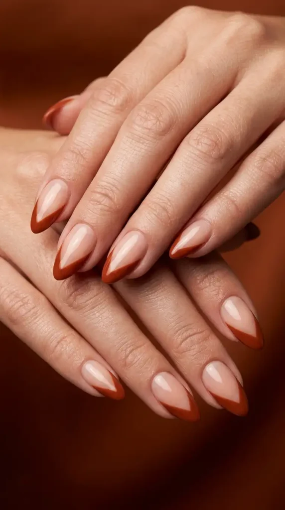 Rust Orange V-French Tips