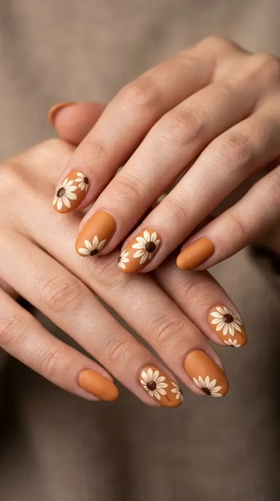 Rustic Daisy Nail Art