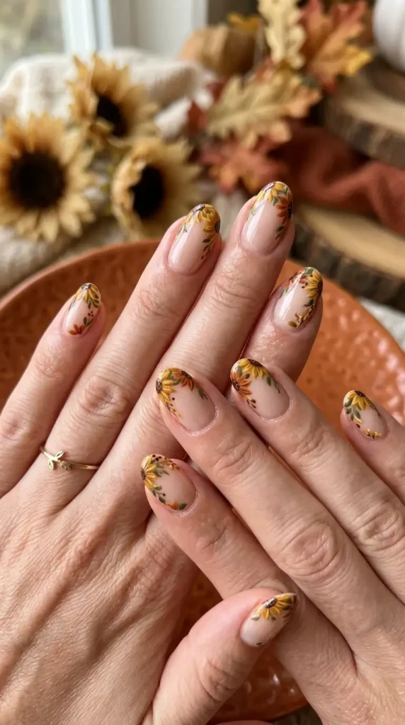 Rustic Floral Border Nails