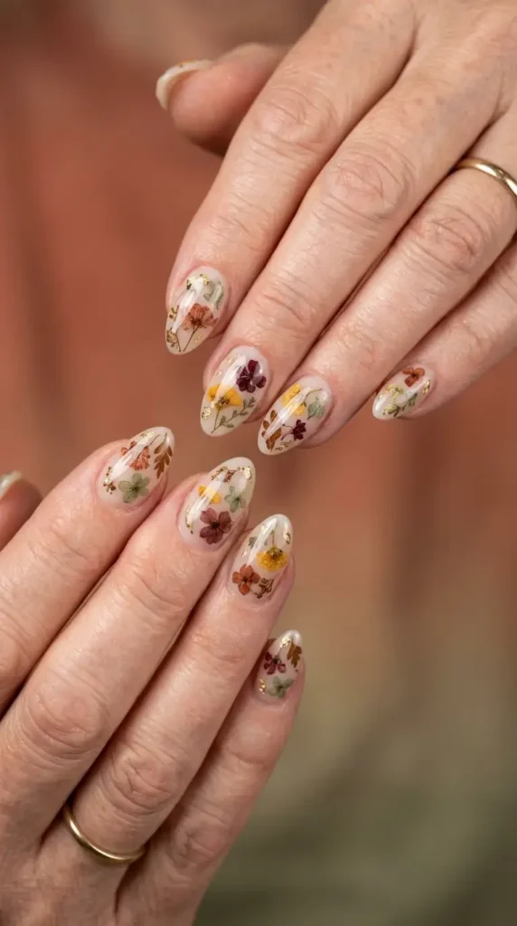 Rustic Floral Fall Nails