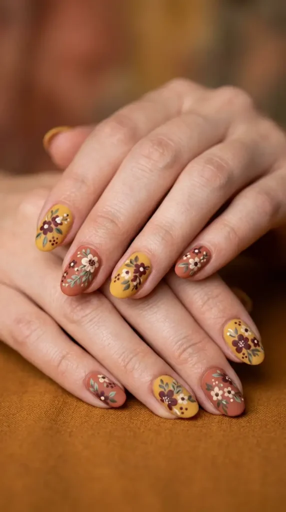 Rustic Floral Nail Designs