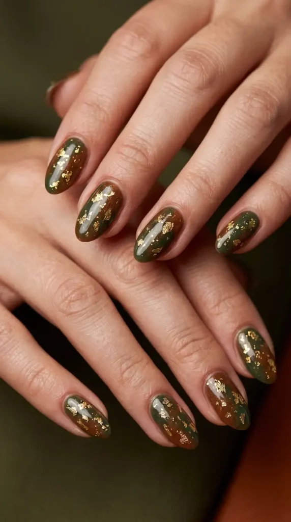 Rustic Gold Flake Nails