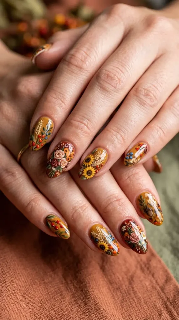 Rustic Harvest Bouquet Nails
