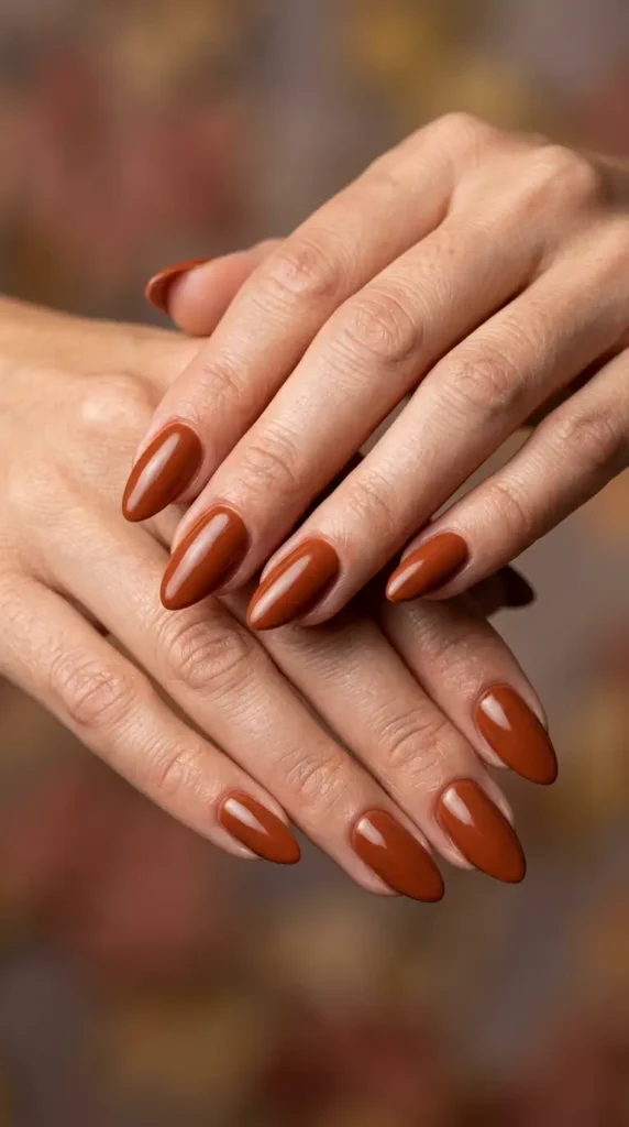 Rustic Orange Almond Nails