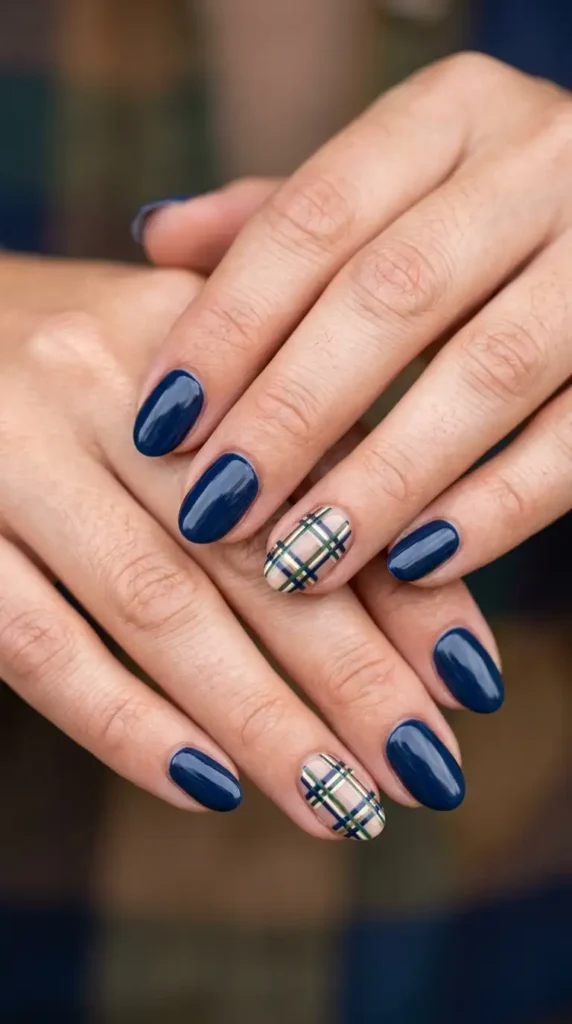 Rustic Plaid Accent Nails