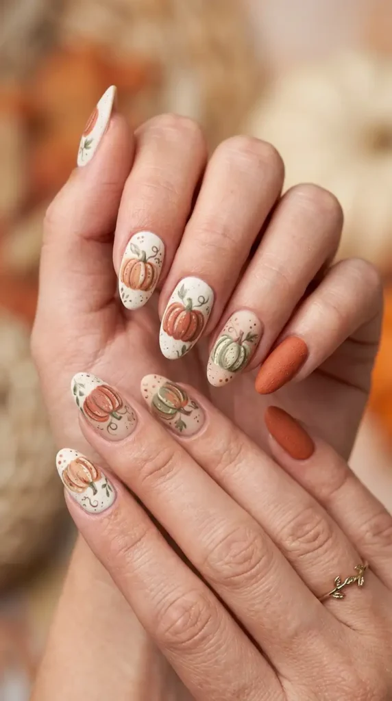 Rustic Pumpkin Nail Art