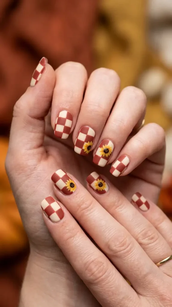 Rustic Red Checkerboard & Sunflowers