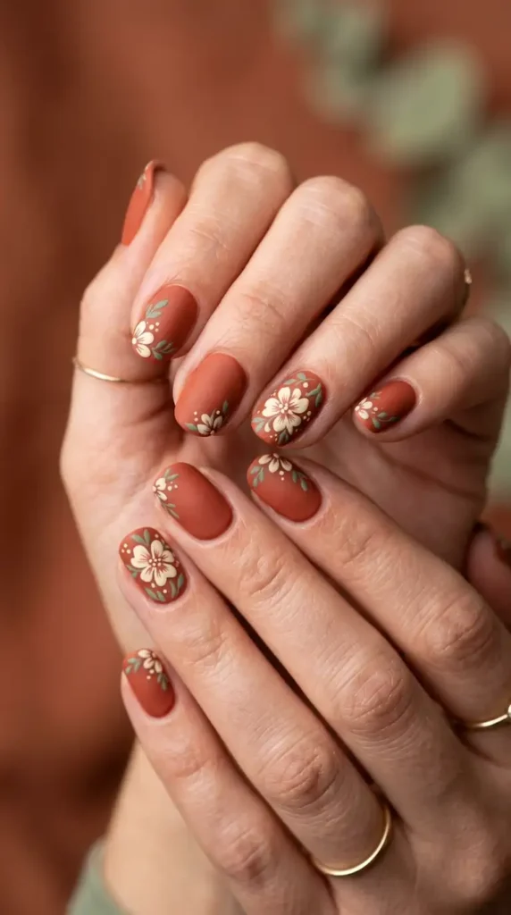 Rustic Terracotta Flower Nails