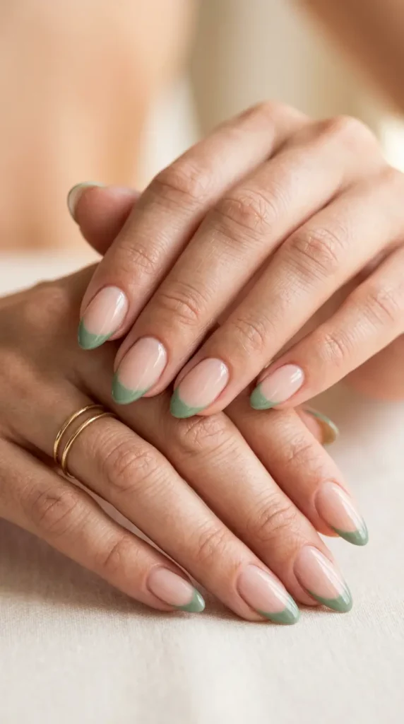 Sage Green French Nails