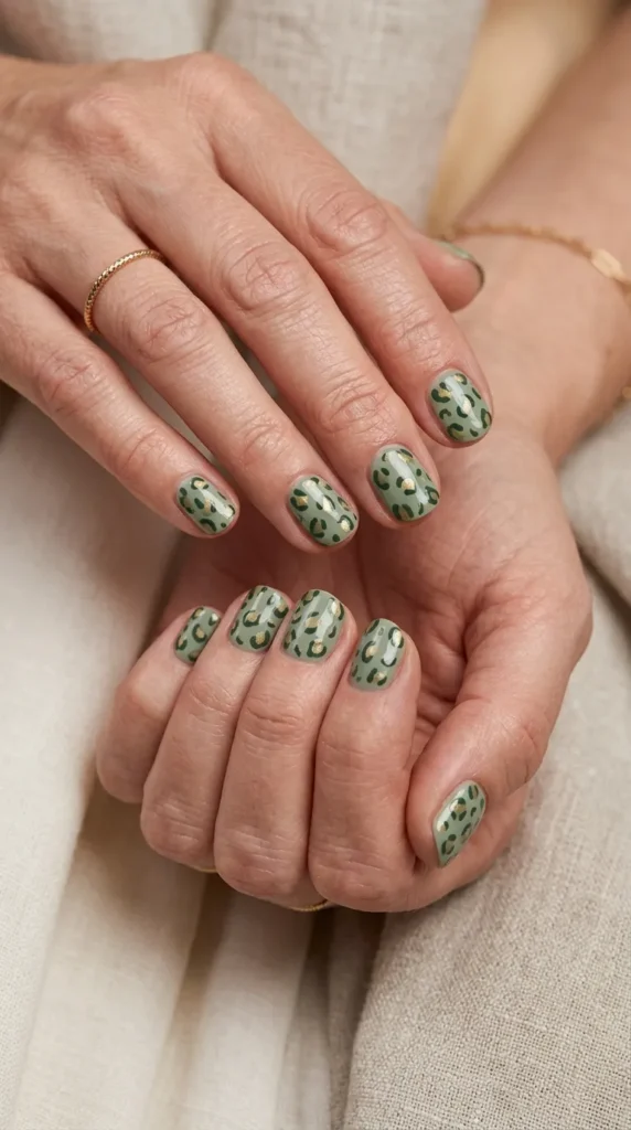 Sage Green Leopard Design