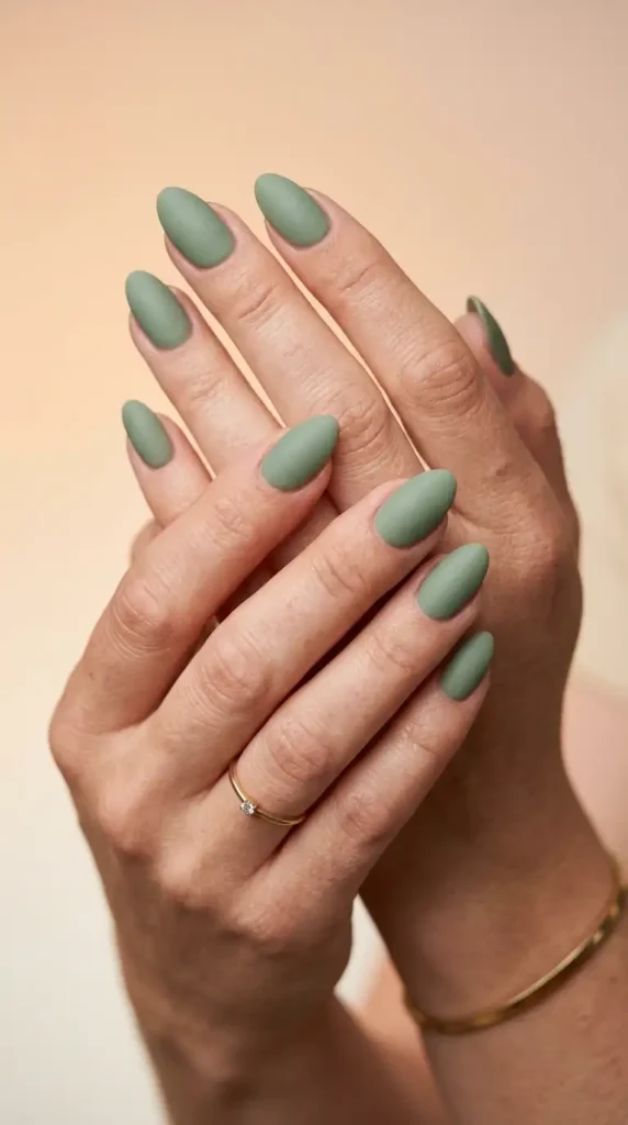 Sage Green Matte Nails
