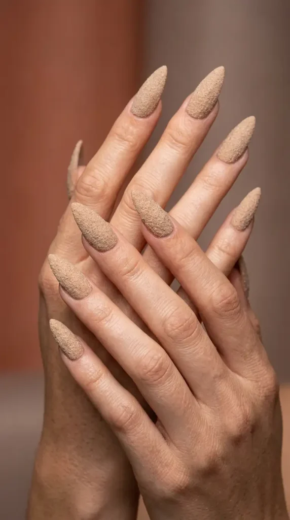 Sandstone Textured Stiletto Nails