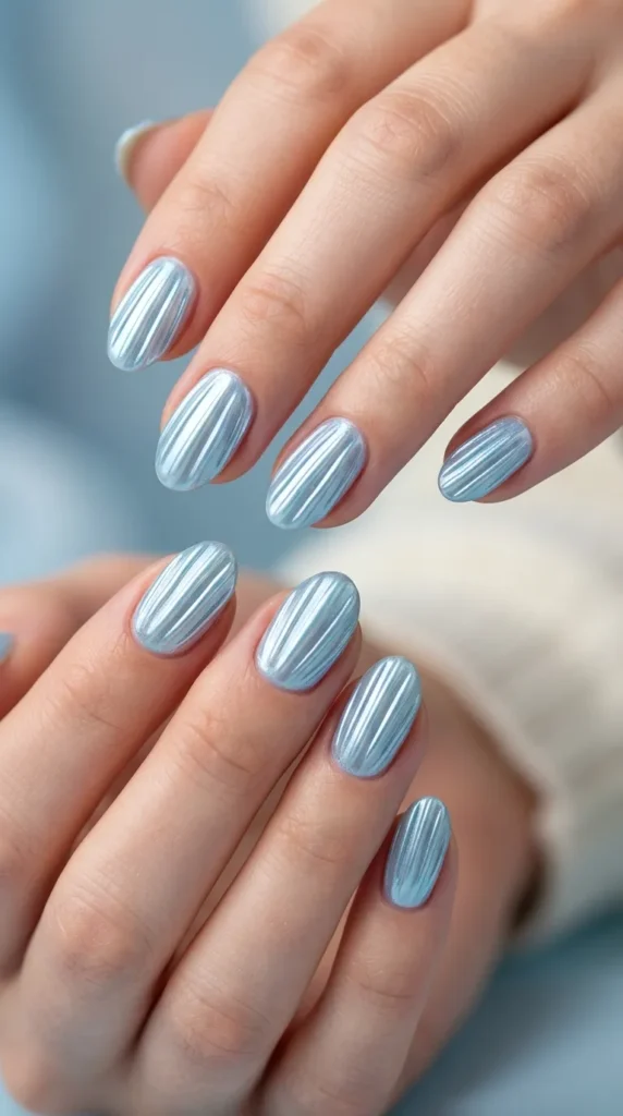 Seashell Pearl Blue Nails