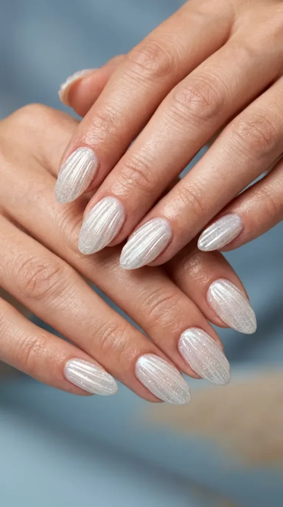 Seashell Pearl Glitter Nails