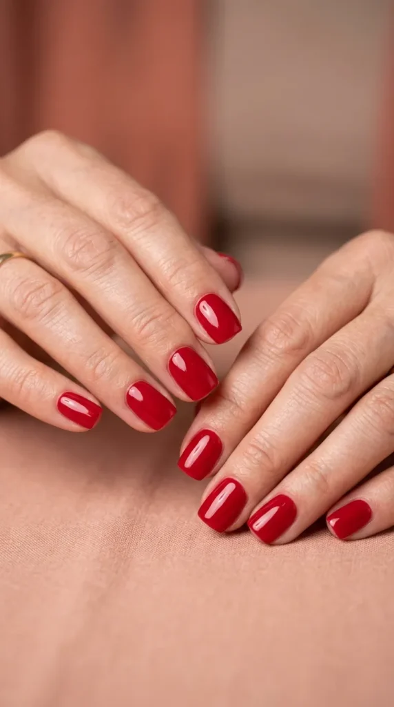 Short Candy Red Nails