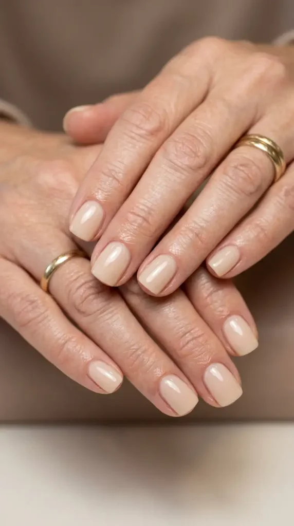 Short Milky Nude Gel Nails