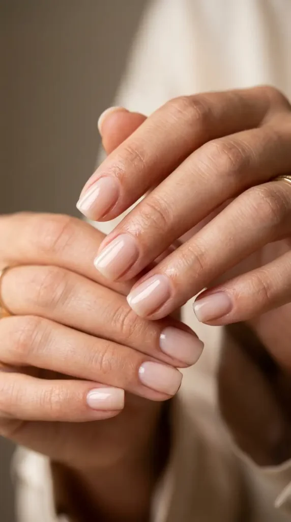 Short Milky Nude Nails