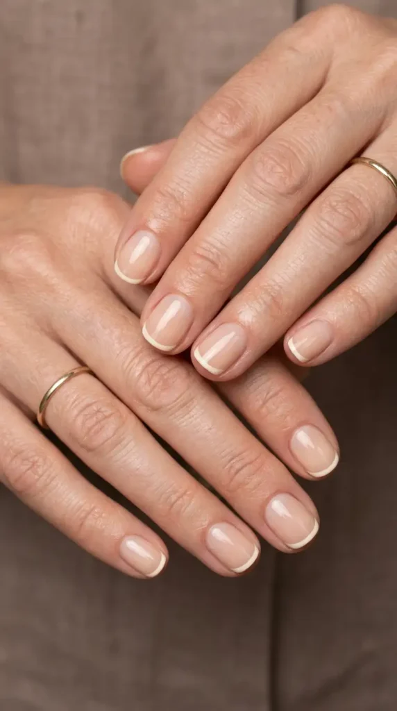 Short Round Micro French Nails