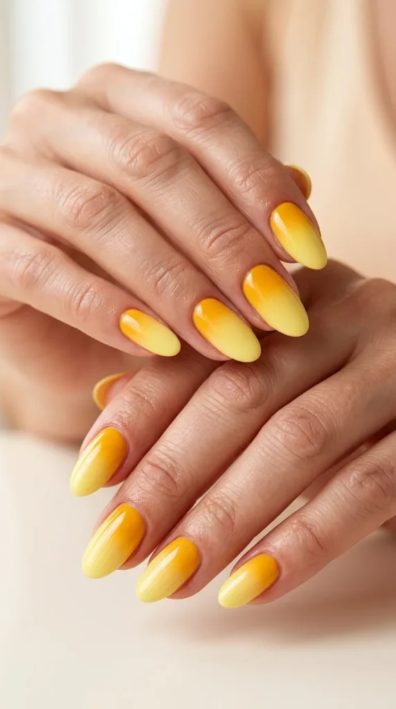 Simple Yellow Ombre Nails