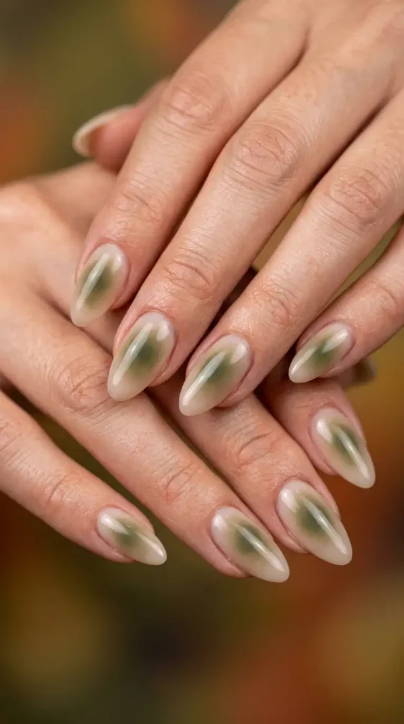 Smoky Olive Aura Nails