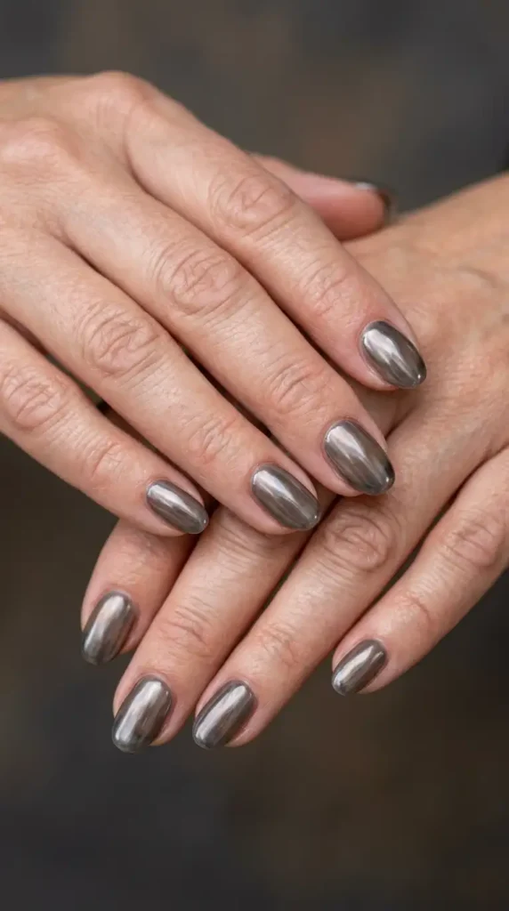 Smoky Quartz Chrome Nails