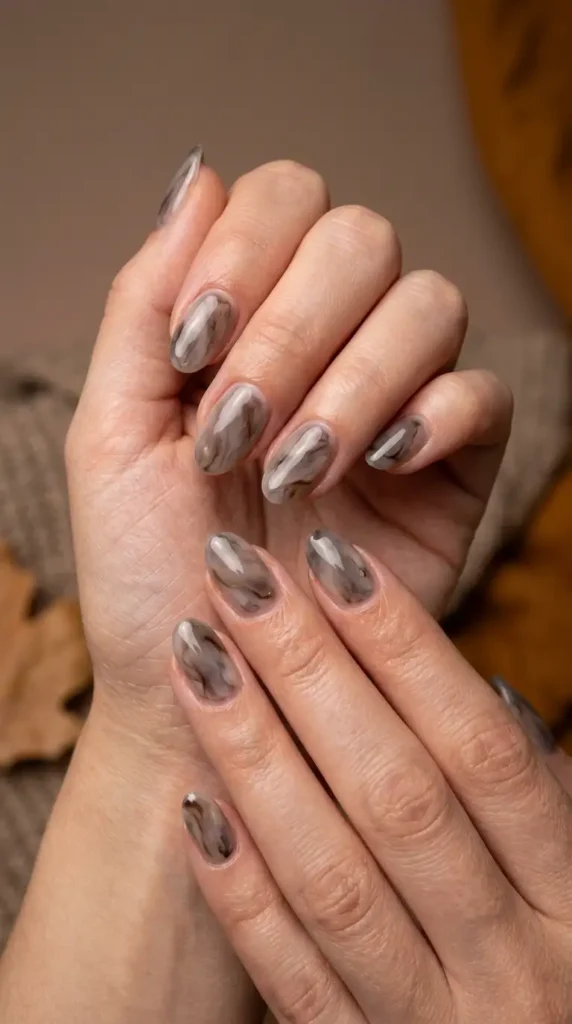 Smoky Quartz Marble Nails