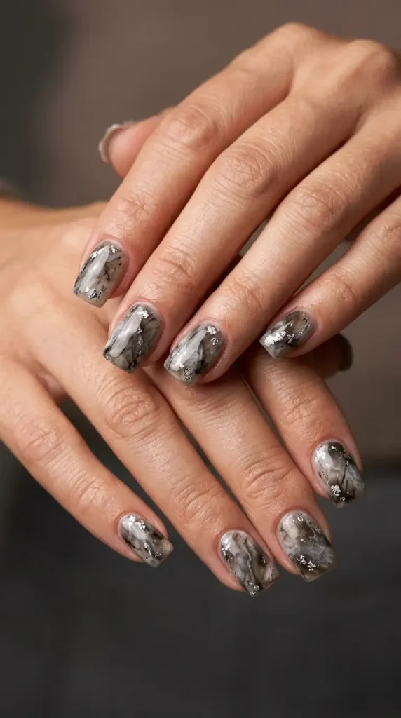 Smoky Quartz Marble Nails